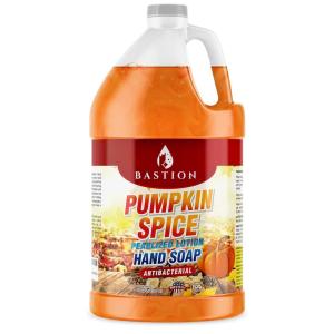 image:imageBastion Antibacterial Hand Soap  Pumpkin Spice Moisturizing Pearlized Liquid Hand Wash  1 Gallon 128 oz Bulk Refill Jug Pumpkin Spice Scented Nontoxic Made in the USAPumpkin Spice