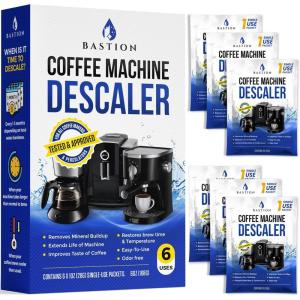 image:imageBastion Coffee Machine Descaler amp Cleaner  2 Uses 1 Bottle Universal Descaling Solution Compatible with Keurig Nespresso Delonghi and All Single Use Coffee and Espresso MachinesPowder