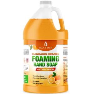 image:imageBastion Foaming Antibacterial Hand Soap Mandarin Orange Scented Instant Foam Hand Wash Refill 1 Gallon 128 oz Bulk Jug Made In The USAMandarin Orange