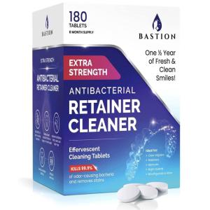 image:imageRetainer Cleaner amp Denture Cleanser  180 Effervescent Tablets 6 Month Supply Removes Stains Discoloration Odors Plaque Clear Aligners Mouth Night Guard All DentalOral Appliances