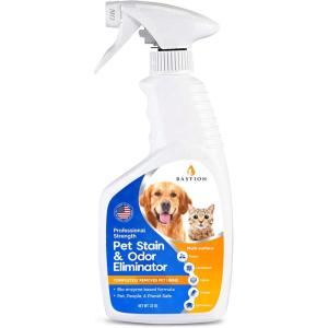 image:imagePet Stain Remover amp Odor Eliminator Spray  Professional Strength Formula  Enzyme Powered Carpet Cleaner Solution  Natural Deodorizer  Bioenzymatic  Dog Cat Urine Destroyer  Dye Free 32oz Spay32 Ounce Pack of 1